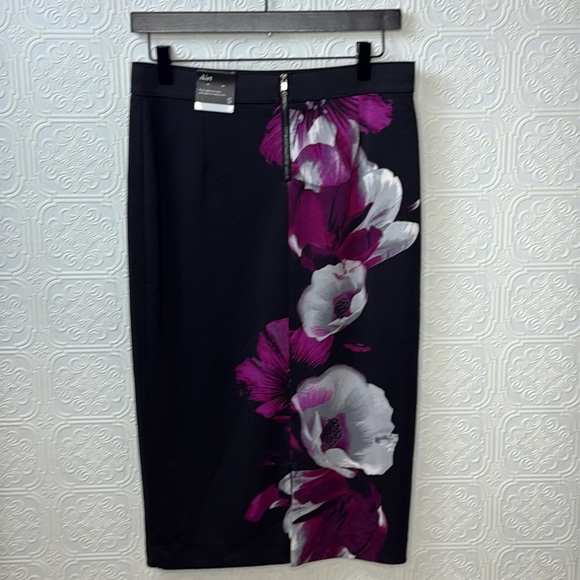 Alfani | Black and Purple Floral Midi Skirt, Size S, NWT - Picture 7 of 9